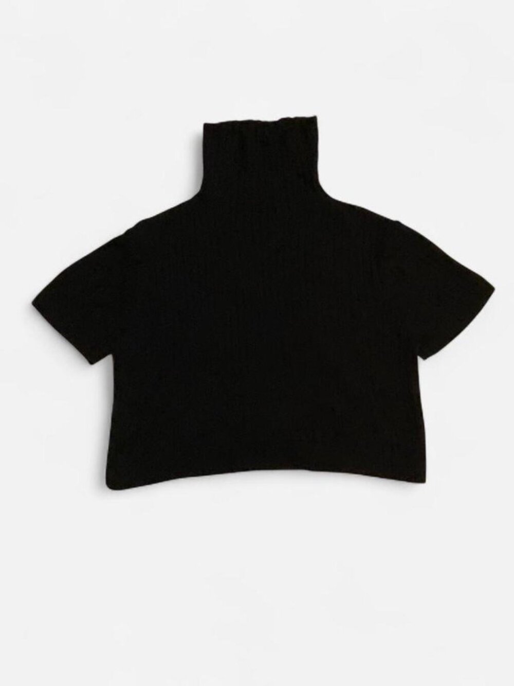 STAUD Black Ribbed Cropped Turtleneck Sweater Top Merino Wool Blend Size M